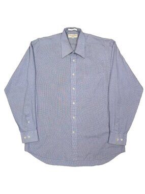 Vintage Christian Dior Dress Shirt Geometric Long Sleeve Blue 41 16 Large